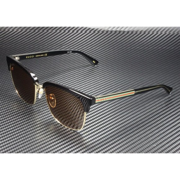 Gucci Rectangular Brown Black Mens Sunglasses - Picture 1 of 5